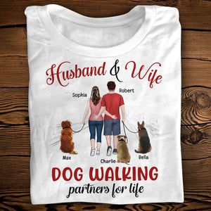 Couple Dog Walking Partners 08ntqn020223 Personalized Shirt - Shirts - GoDuckee