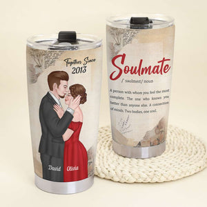 Couple Soulmate Noun, Couple Married Kissing Personalized Tumbler - Tumbler Cup - GoDuckee