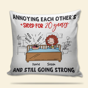 Annoying Each Other's Sleep, Gift For Couple, Personalized Pillow, Funny Couple Pillow, Anniversary Gift - Pillow - GoDuckee
