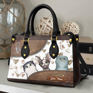 Personalized Cat Leather Bag, Gift For Cat Lovers - Leather Bag - GoDuckee