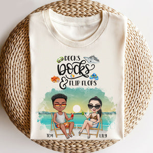 Decks Docks And Flip Flops Personalized Cruising Shirts Couple Drinking - Shirts - GoDuckee