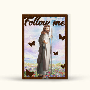 Jesus Follow Me - Two Layers Wood Sign - Wood Sign - GoDuckee