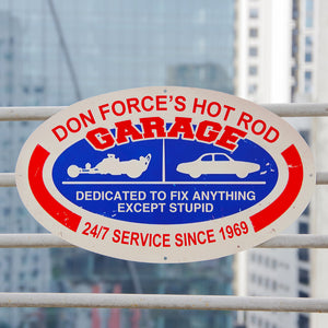 Vintage Drag Racing Metal Sign, Dedicated to fix anything, Custom Hot Rod Garage's Name Fol6-Vd2 - Metal Wall Art - GoDuckee