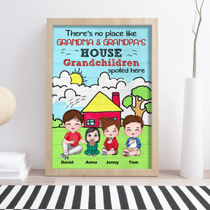 Personalized Grandma Canvas Print - There's No Place Like Grandma & Grandpa's House Grandchildren Spoiled Here - Poster & Canvas - GoDuckee