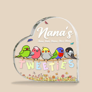 Grandma Mother's Day Gift, Color Bird Members, Personalized Heart Acrylic Plaque, Gift For Bird Mom - Decorative Plaques - GoDuckee