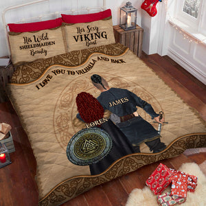 Viking I Love You To Valhalla And Back - Quilt Bed Set - Gift for Couple - Couple Shoulder to Shoulder - Quilts & Comforters - GoDuckee