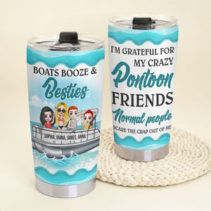 Personalized Pontoon Friends Tumbler - Boats Booze And Besties - Tumbler Cup - GoDuckee