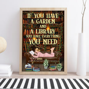 If You Have A Garden And A Library You Have Everything You Need - Personalized Reading Girl Canvas Print - Poster & Canvas - GoDuckee