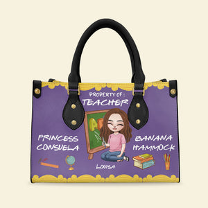 Property Of Teacher Princess Consuela Banana Hammock Personalized Leather Bag, Gift For Teacher - Leather Bag - GoDuckee