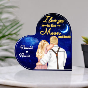I Love You To The Moon And Back Personalized Couple Plaque, Gift For Couple - Decorative Plaques - GoDuckee