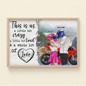 This Is Us A Little Bit Crazy Personalized Canvas Print, Sport Biker Couple Gift - Poster & Canvas - GoDuckee