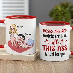 Roses Are Red Violets Are Blue All This Ass Is Just For You - Personalized Couple Mug - Gift For Couple - Coffee Mug - GoDuckee