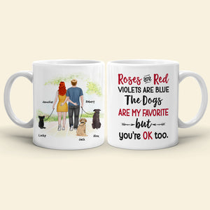 Roses Are Red, Violets Are Blue, Gift For Couple, Personalized Mug, Dog Walking Mug, Anniversary Gift - Coffee Mug - GoDuckee