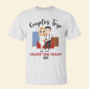 Couple Trip Cheaper Than Therapy, Couple Hand In Hand T-shirt Hoodie Sweatshirt - Shirts - GoDuckee