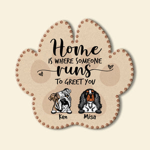 Dog's Paw Shape Doormat - Personalized Dog Breeds - Home Is Where Someone Runs To Greet You - Doormat - GoDuckee