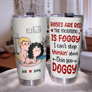 Roses Are Red The Morning Is Foggy Personalized Couple Pillow, Blanket, White Mug, Tumbler, Gift For Couple - Pillow - GoDuckee