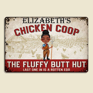 Chicken Coop, The Fluffy Butt Hut, Personalized Farm Metal Sign - Metal Wall Art - GoDuckee