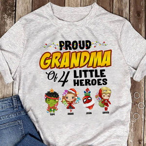 Family, Proud Grandma Of Little Heroes, Personalized Family Christmas Shirts - Shirts - GoDuckee