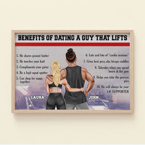Personalized Gym Couple Poster - Benefits Of Dating A Girl/Guy That Lifts - Poster & Canvas - GoDuckee