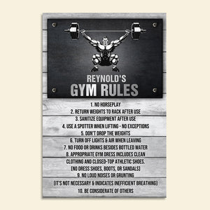 Personalized Weightlifting Men Poster - Gym Rules - Black & White Art - Poster & Canvas - GoDuckee