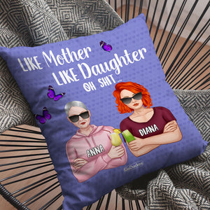 Like Mother Like Daughter - Personalized Pillow - Mother's Day Gifts For Mom - Purple Butterfly - Pillow - GoDuckee