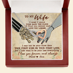 Couple I Wish I Could - Personalized Interlocking Hearts Necklace - Jewelry - GoDuckee