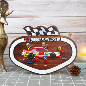Daddy's - Personalized Racing Layered Wood Sign - Great Car Racing Gift For Dad - Wood Sign - GoDuckee