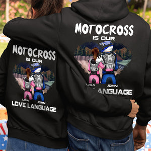 Motocross Couple Motocross Is Our Love Language Personalized Shirts - Shirts - GoDuckee