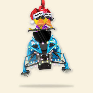 Snowmobile Happy Ducks Sleighing Personalized Acrylic Custom Shape Ornament Christmas Tree Decor - Ornament - GoDuckee