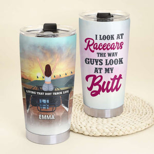 Personalized Dirt Track Racing Tumbler - A Girl Living That Dirt Track Life - Tumbler Cup - GoDuckee