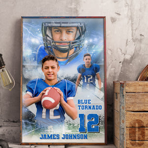 Custom Football Player Photo Canvas Print, Gift For Football Lovers - Poster & Canvas - GoDuckee