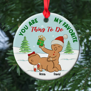 Naughty Dirty Gingerbread Couple Favorite Thing To Do, Personalized Ceramic Ornament, Christmas Tree Decor - Ornament - GoDuckee