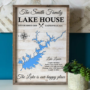 The Lake Is Our Happy Place Personalized Lake House Family Canvas Print Gift For Family - Poster & Canvas - GoDuckee
