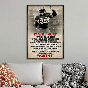 Vintage American Football Player Poster - It Will Heart It Will Take Time - Poster & Canvas - GoDuckee