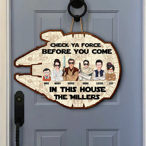 Galaxy Family, Check Ya Force Before Coming, Personalized Family Wood Sign - Wood Sign - GoDuckee