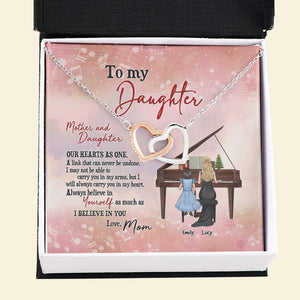 Piano Mom To My Daughter - Personalized Interlocking Hearts Necklace - Jewelry - GoDuckee