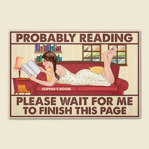 Probably Reading- Gift For Book Lover-Personalized Door Mat- Reading Book Door Mat - Doormat - GoDuckee