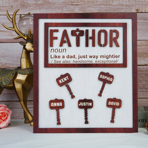 Dad Fathor Like A Dad Just Way Mightier, Personalized Layered Wood Sign Stand, Gifts for Dads - Wood Sign - GoDuckee