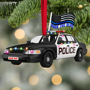 Back The Blue, Police Car - Personalized Christmas Ornament, Christmas Gift For Police Officer - Ornament - GoDuckee