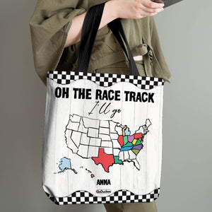 Personalized Racing Girl Tote Bag Oh The Race Track I'll Go - Tote Bag - GoDuckee