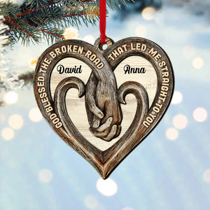 God Blessed The Broken Road That Led Me Straight To You, Personalized Couple Ornament, Christmas Tree Decor - Ornament - GoDuckee