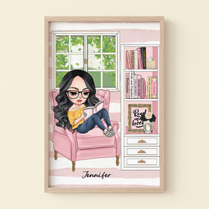 Girl Reading Books, Gift For Book Lover, Personalized Poster - Poster & Canvas - GoDuckee