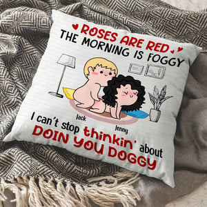 Roses Are Red The Morning Is Foggy Personalized Couple Pillow, Blanket, White Mug, Tumbler, Gift For Couple - Pillow - GoDuckee