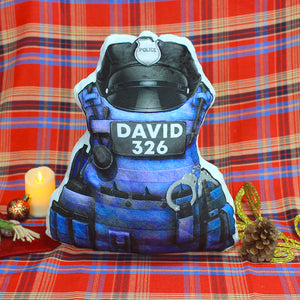 Police Bulletproof Vest with Service Cap - Personalized Pillow - Gift for Police - Pillow - GoDuckee