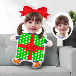 Pretty Girl With Birthday Gift Box, Custom Face Pillow 300 - Pillow - GoDuckee