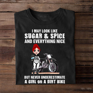 Motocross Girl I May Look Like Sugar & Spice Personalized Shirts Gift For Motocross Girls - Shirts - GoDuckee