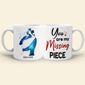 You Are My Missing Piece, Couple Puzzle Hugging White Mug - Coffee Mug - GoDuckee