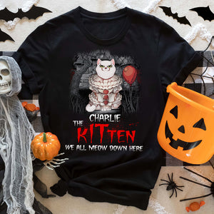 We All Meow Down Here Personalized Halloween Cat Shirt Gift For Cat Lovers - Shirts - GoDuckee