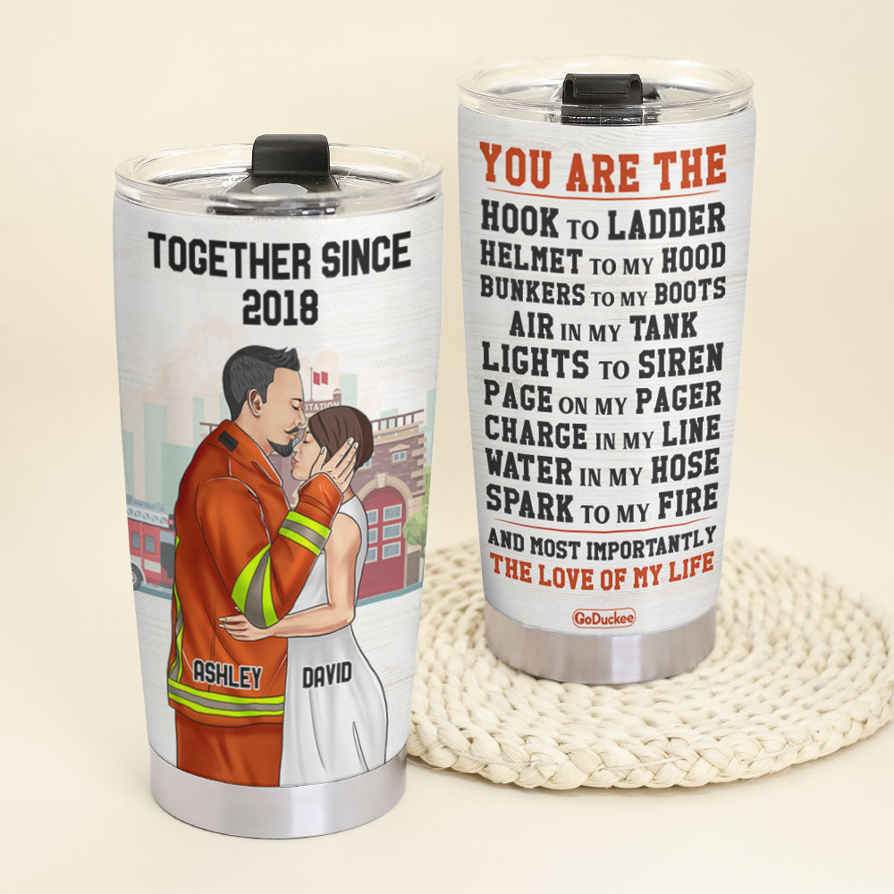 Personalized Firefighter Couple Tumbler - You Are The Love Of My Life - Tumbler Cup - GoDuckee