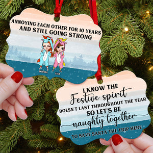 Friends Happily Annoying Each Other for 10 Years and Still Going Strong - Personalized Ornament - Gift for Friends - Front Unicorn Girl Doll - Ornament - GoDuckee